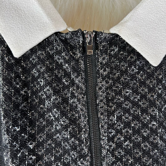 Maje Womens Rider Fit & Flare Dress Black Metallic Pockets Zip Sleeveless 2 New - Picture 6 of 11